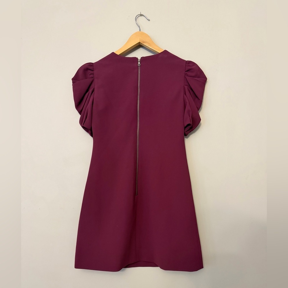 Alice + Olivia Hanita Purple Plum Puff Sleeve Dress Size 0 - Picture 2 of 8